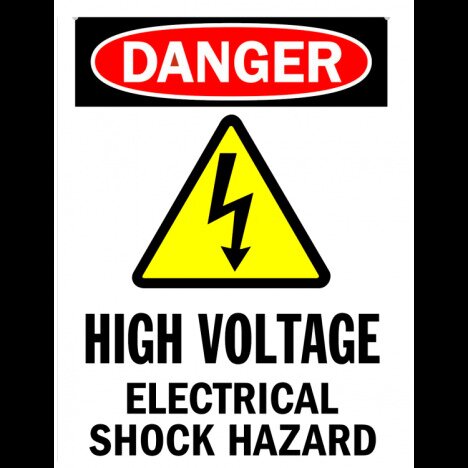 Sign danger high voltage electrical shock hazard